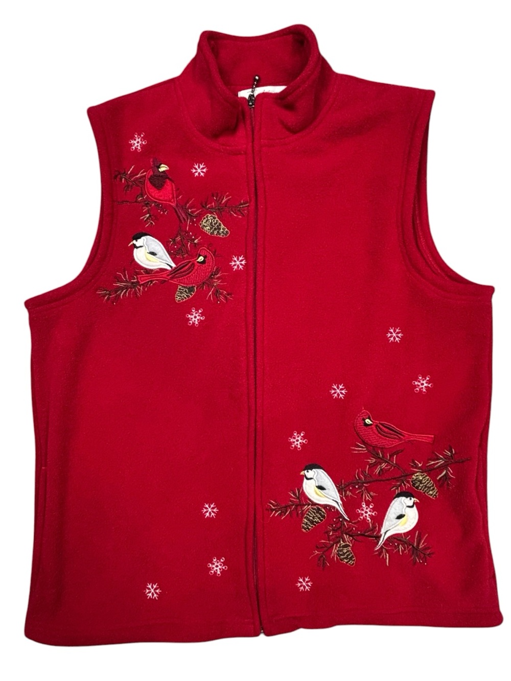 Red Tradition Country Collection Full Zip Embroidered Chickadee  & Cardinal Vest